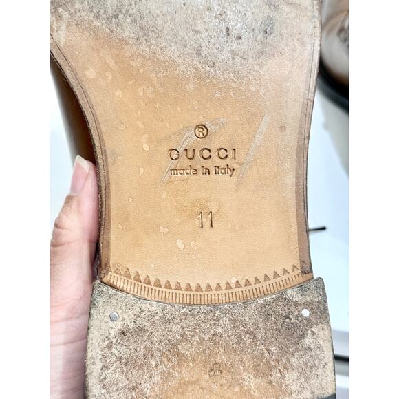 Gucci Leather Brogue Detail Lace Up Derby Formal Dress Brown Men's Size 11 - Picture 5 of 6